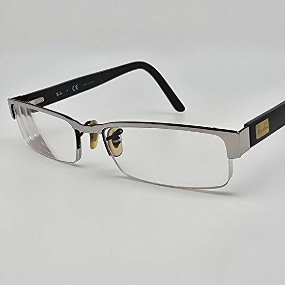 *SOLD* Ray-Ban RB6182 2509 Silver on Black Semi-Rimless Eyeglasses Frame w/ Case - Picture 3 of 15